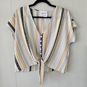 Sadie & Sage Multicolor Striped Tie-Front Blouse